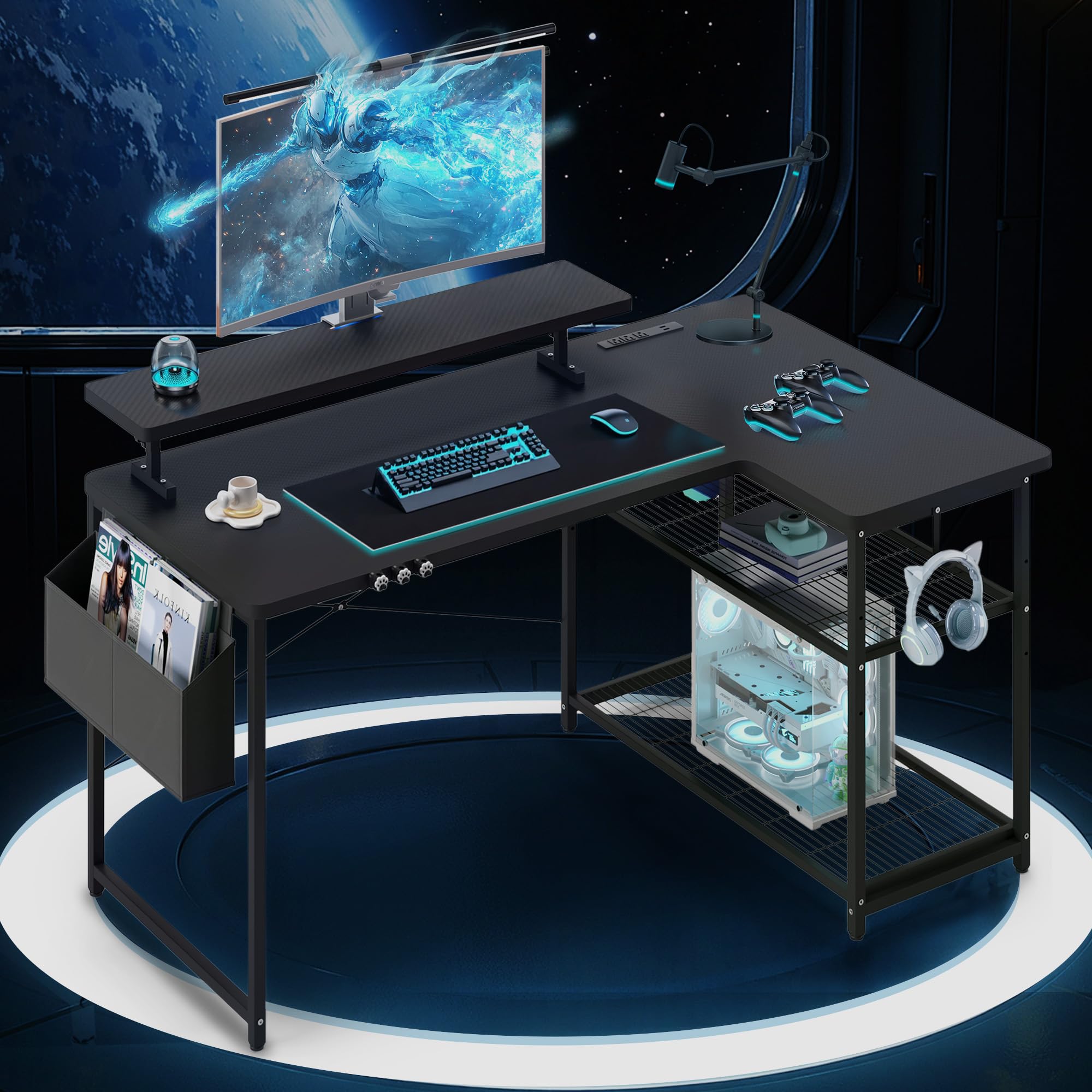 Amazon.co.jp: Dowinx LS-GDJQ02B Computer Desk, L-Shaped Desk with